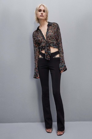 Patrizia Pepe Long-sleeved Printed Shirt Nere | 79TOHAMJC