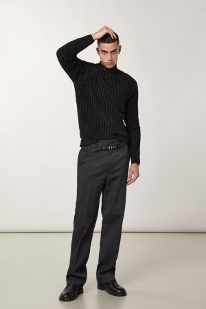 Patrizia Pepe Long-sleeved Ribbed Sweater Nere | 37FGDECTW