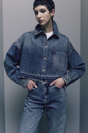 Patrizia Pepe Long-sleeved Shirt In Jeans Blue Blu Chiaro | 69PKJRHEB