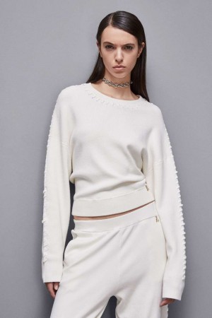 Patrizia Pepe Long-sleeved Viscose Blend Sweater Bianche | 17TNIFGOM
