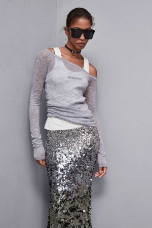 Patrizia Pepe Long-sleeved Wool Sweater Grigie | 50RLAGVIF