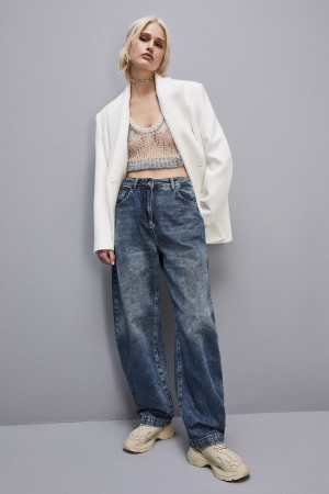 Patrizia Pepe Low Waist Balloon Denim Pants Blu Chiaro | 64KUHRYAS