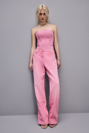 Patrizia Pepe Low Waist Straight Pants Rosa | 41BTWGARU