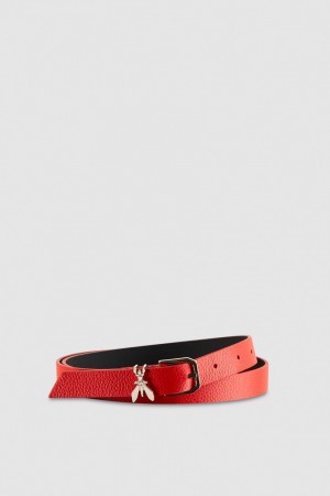 Patrizia Pepe Low-waist Hammered Leather Belt Rosse | 94SUIDMYG