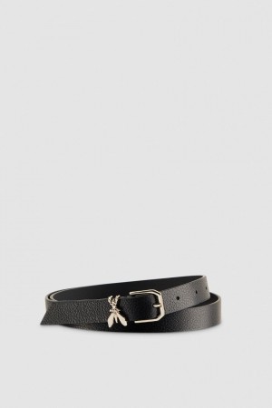Patrizia Pepe Low-waist Hammered Leather Belt Nere | 38AUHTFIR