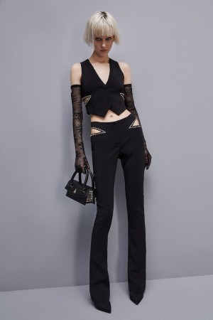 Patrizia Pepe Low-waisted Crepe Pants Nere | 49TPMEYRF