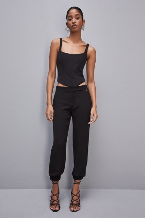 Patrizia Pepe Low-waisted Jogger Pants Nere | 60GVPYQHA