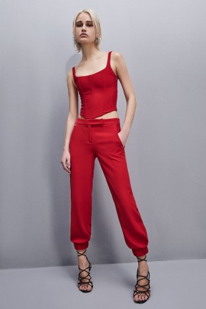 Patrizia Pepe Low-waisted Jogger Pants Rosse | 10XHLKDFE