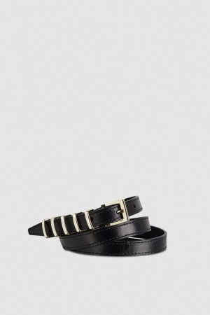 Patrizia Pepe Low-waisted Leather Belt Nere | 72IOWTEHQ