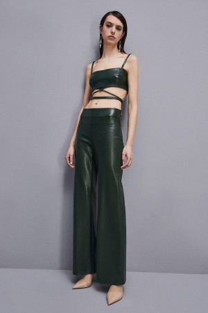 Patrizia Pepe Low-waisted Palazzo Fit Pants Verdi | 04KQTOHJL