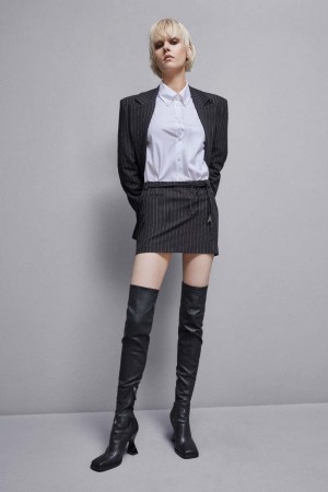 Patrizia Pepe Low-waisted Pinstripe Miniskirt Nere | 04HTIXUCA