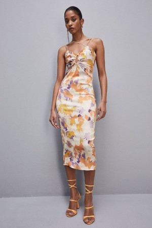 Patrizia Pepe Midi Dress With Cut-out And Asymmetrical Straps Colorate | 71OGJUPVD