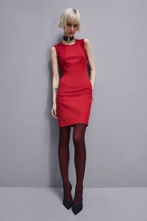 Patrizia Pepe Midi Sheath Dress Rosse | 41HKYEQCZ