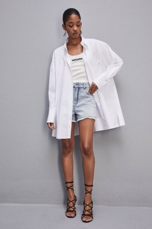 Patrizia Pepe Mini Over Shirt Dress Bianche | 03XZIATJO