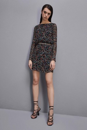 Patrizia Pepe Mini Patterned Dress Nere | 27RUQEACF