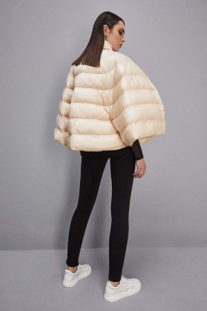 Patrizia Pepe Mix Fabric Padded Cape Beige | 27NJIFKPB