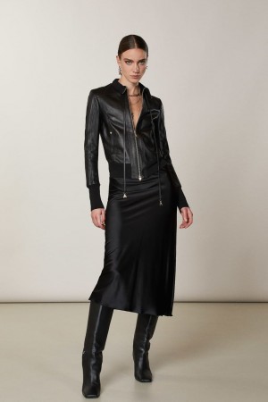 Patrizia Pepe Nappa Lambskin Jacket Nere | 42OYMZLNT