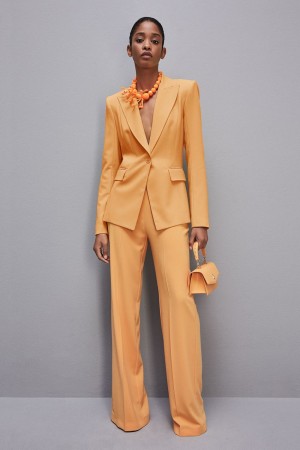 Patrizia Pepe One-button Jacket In Sablè Crepe Fabric Arancioni | 29LNPVHTJ
