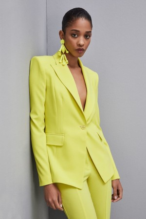 Patrizia Pepe One-button Jacket In Sablè Crepe Fabric Gialle | 80WBVKLOR