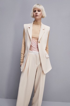 Patrizia Pepe One-button Sleeveless Vest Beige | 01HCONDEL