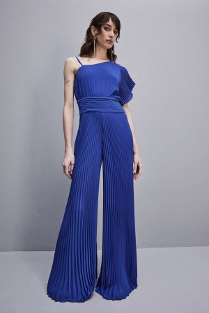 Patrizia Pepe One-shoulder Long-cut Jumpsuit Blu Chiaro | 10KZOIEJR