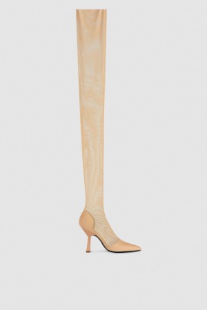 Patrizia Pepe Overknee Boots In Tulle Beige | 02NHCDLWX