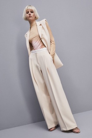 Patrizia Pepe Palazzo Pants In Technical Fabric Beige | 15OSGVLKP
