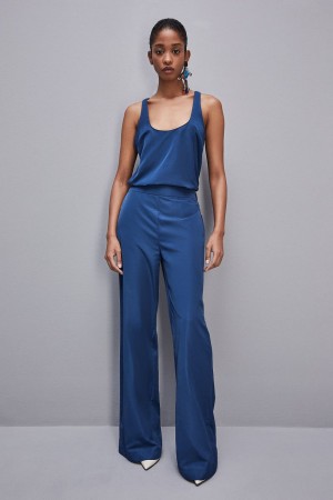 Patrizia Pepe Palazzo Pants In Technical Fabric Blu Chiaro | 23RAHLCDZ