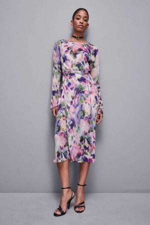 Patrizia Pepe Patterned Chiffon Midi Dress Colorate | 12NDAKLVO