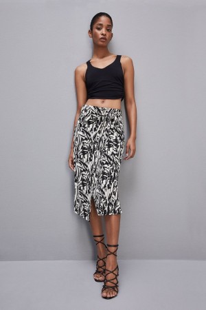 Patrizia Pepe Patterned Jersey Midi Skirt Bianche | 75KXWTQJA