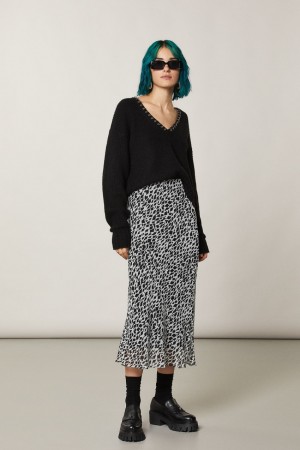 Patrizia Pepe Patterned Midi Skirt Bianche | 85VHFAQCS