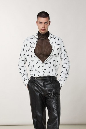 Patrizia Pepe Patterned Shirt With Breast Pocket Bianche | 85OFGILMH