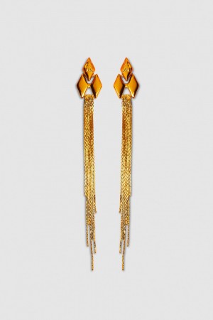 Patrizia Pepe Pendant Earrings With Micro Fly Links And Metal Fringing Arancioni | 89XCZHQME