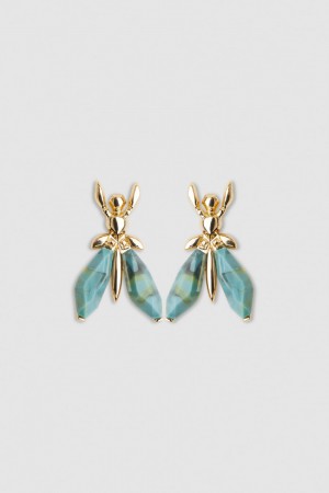 Patrizia Pepe Precious Fly Earrings With Stones Verdi | 67WZLFNTH