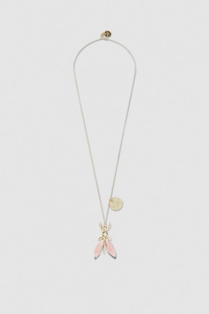 Patrizia Pepe Precious Fly Necklace With Stones Rosa | 63JUABQKS
