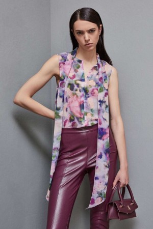 Patrizia Pepe Regular Top In Patterned Georgette Colorate | 87XGUMOCF