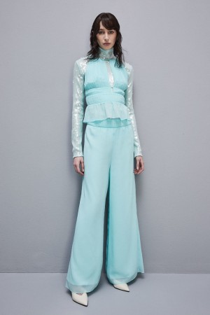 Patrizia Pepe Regular Waist Palazzo Pants Blu Chiaro | 36QFKISLO
