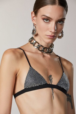 Patrizia Pepe Rhinestone-detailed Bra Nere | 68AFXYSZC