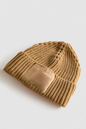 Patrizia Pepe Ribbed Fabric Hat Beige | 48OLFQHJK