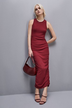 Patrizia Pepe Ribbed Viscose Dress Rosse | 62XDKWNIV