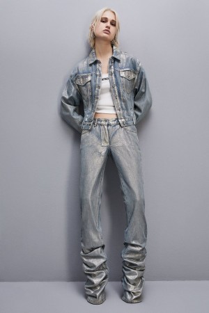 Patrizia Pepe Ruffled Denim Pants Oro | 87ICKJRXM