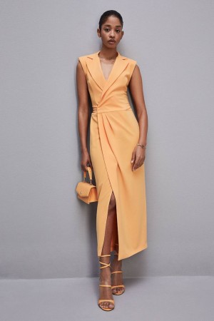 Patrizia Pepe Sablè Crepe Blazer Dress Arancioni | 30EPRIXDS