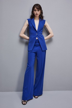 Patrizia Pepe Sablè Crepe Palazzo Pants Blu Chiaro | 18YHLNFIJ