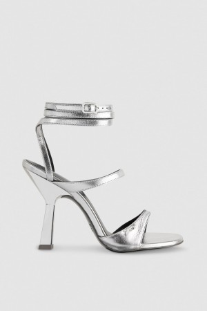 Patrizia Pepe Sandals With Heel And Ankle Strap Argento | 05RVIKTOP