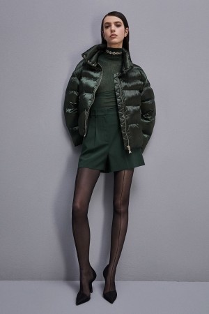 Patrizia Pepe Shiny Nylon Down Jacket Verdi | 97IXJNDPT