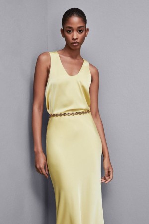 Patrizia Pepe Shiny Satin Blouse Gialle | 76VRPGUCE