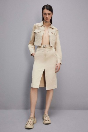 Patrizia Pepe Shirt Dress With Cut-out Beige | 24UJSODLQ