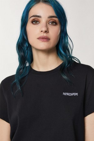 Patrizia Pepe Short Sleeve Jersey T-shirt Nere | 15QIMJWTB