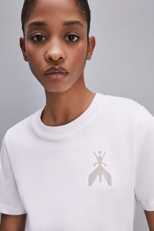 Patrizia Pepe Short-sleeved T-shirt In Cotton With Fly Patch Bianche | 57WFTEDCP