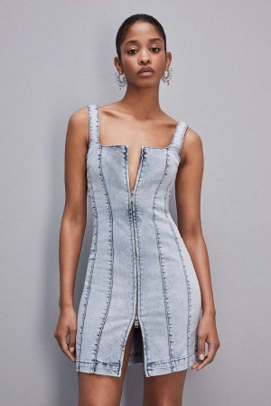 Patrizia Pepe Sleeveless Denim Mini Dress Blu Chiaro | 54YWFALDQ